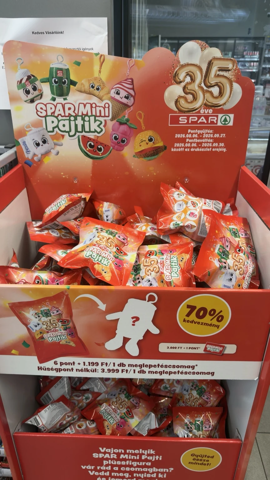 SPAR Mini Pajtik bolti kihelyezés gyűjthető figurákkal, pontgyűjtéssel, meglepetéscsomaggal és 70 százalékos kedvezménnyel